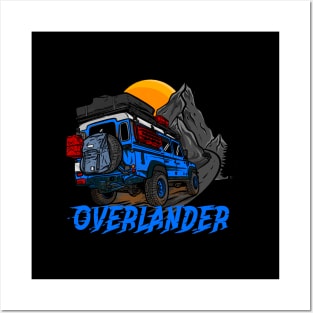 Blue Land Rover Defender Adventure Seeker Posters and Art